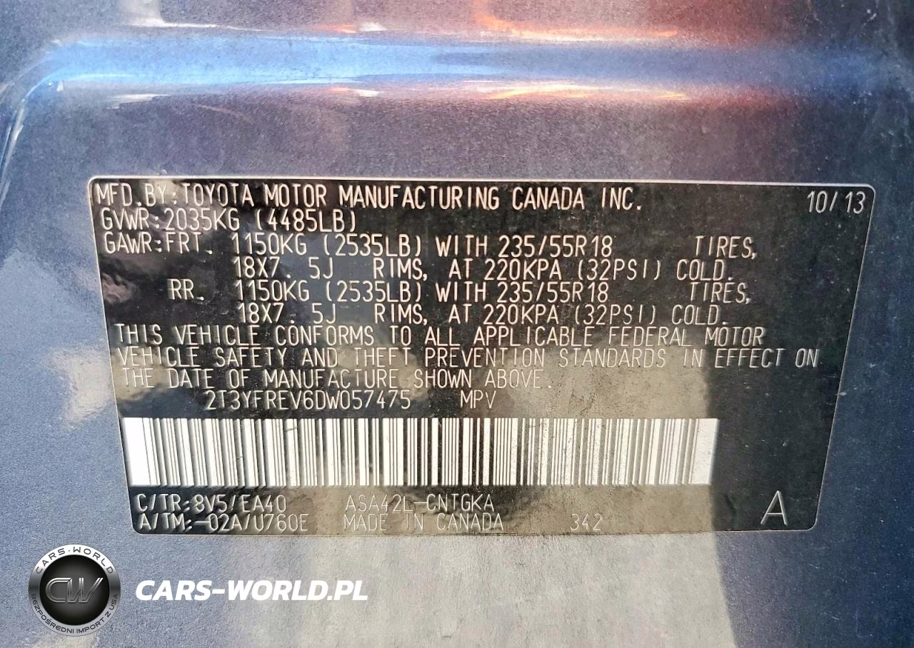 2013 Toyota Rav4 Limited VIN:2T3YFREV6DW057475 - 13