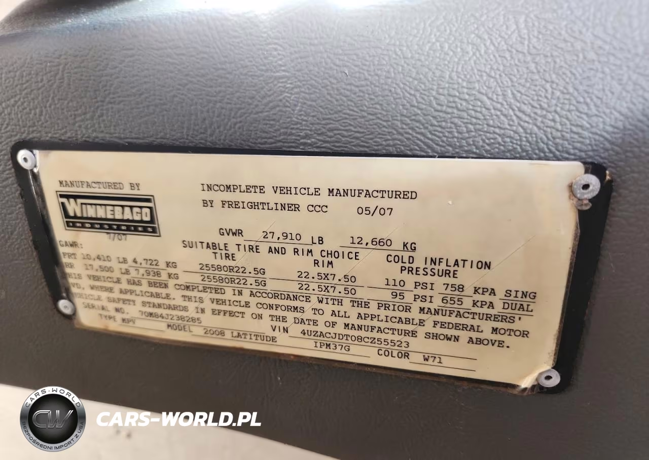 2008 Freightliner Chassis X Line Motor Home VIN:4UZACJDT08CZ55523 - 10