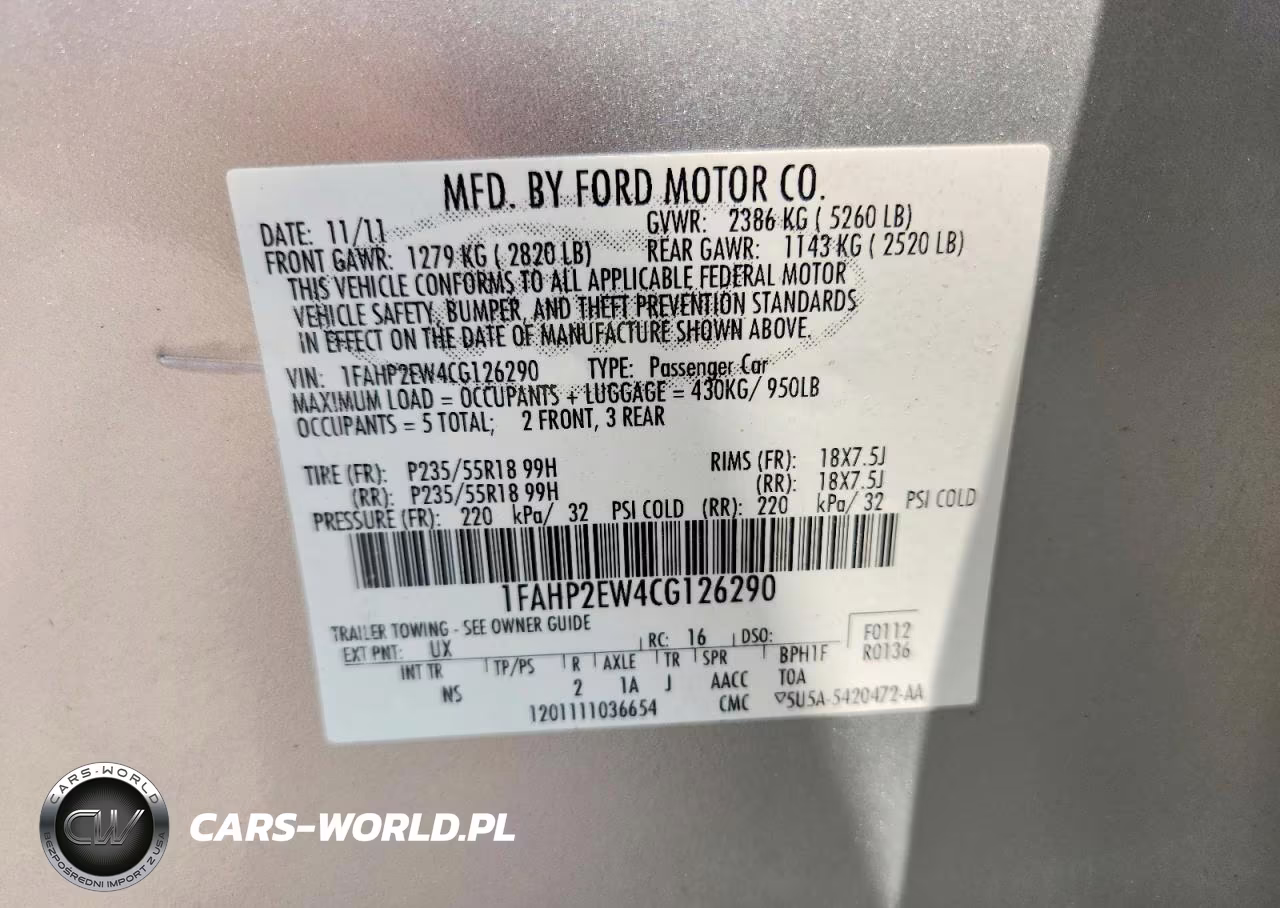 2012 Ford Taurus Sel VIN:1FAHP2EW4CG126290 - 12