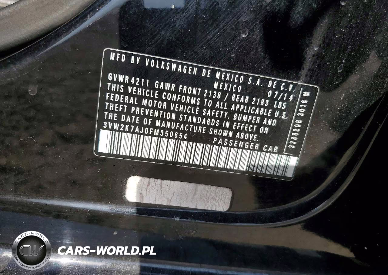 2015 Volkswagen Jetta VIN:3VW2K7AJ0FM350654 - 12
