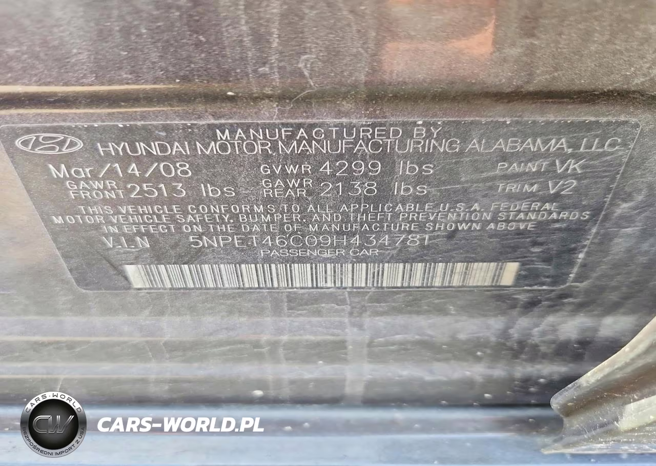 2009 Hyundai Sonata Gls VIN:5NPET46C09H434781 - 12
