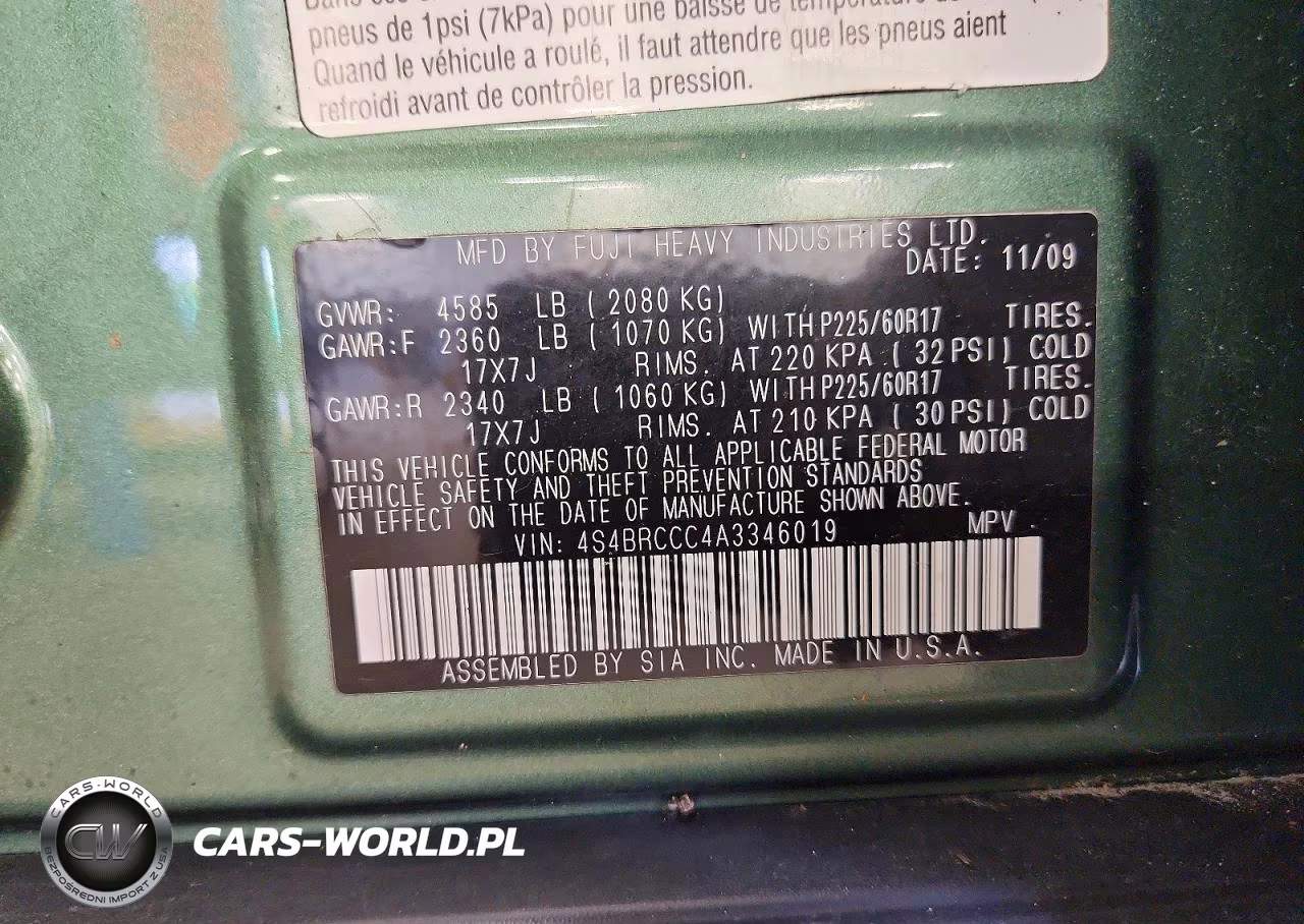 2010 Subaru Outback 2.5I Premium VIN:4S4BRCCC4A3346019 - 13