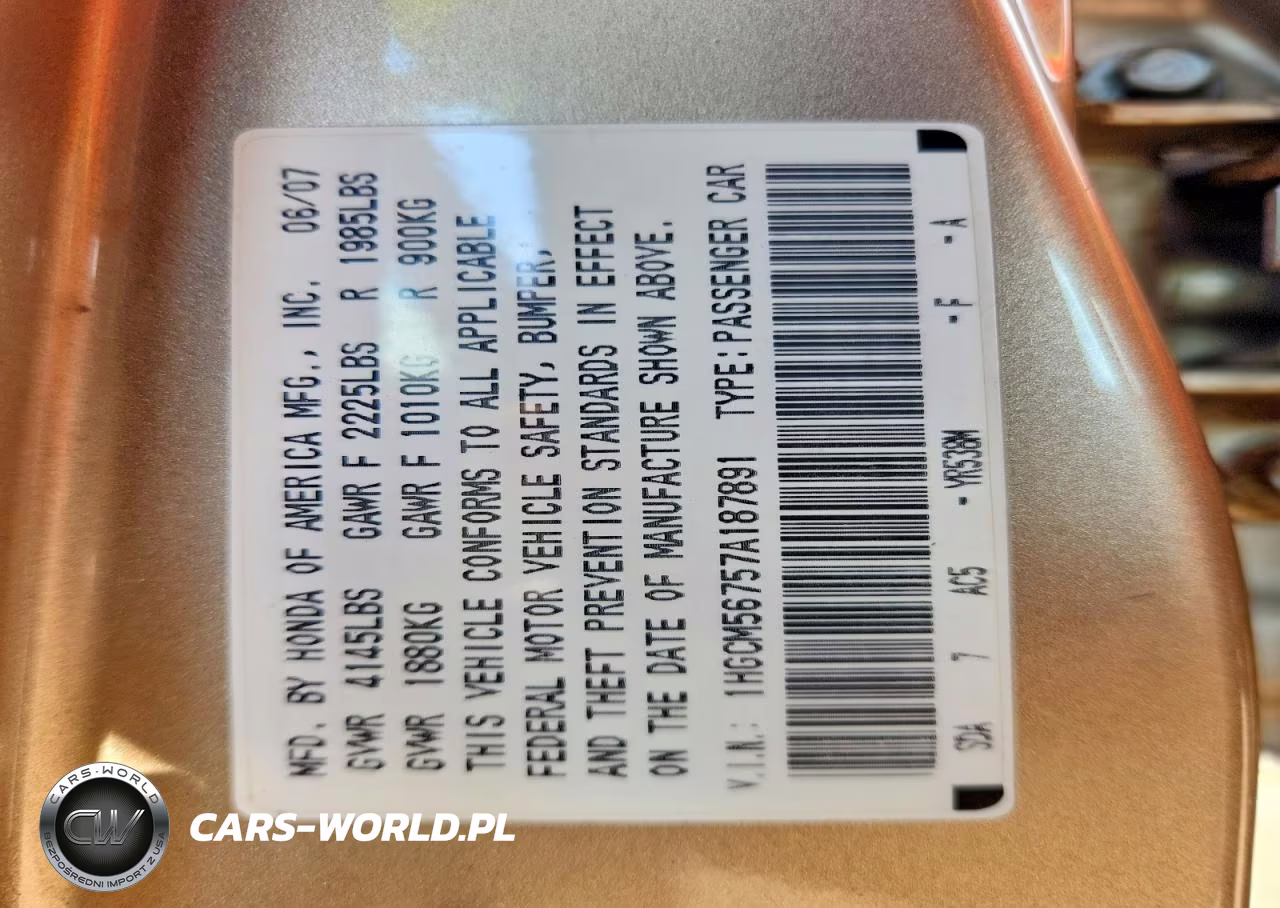 2007 Honda Accord Ex VIN:1HGCM56757A187891 - 12