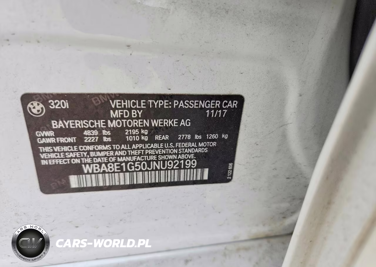 2018 BMW 320 I VIN:WBA8E1G50JNU92199 - 12