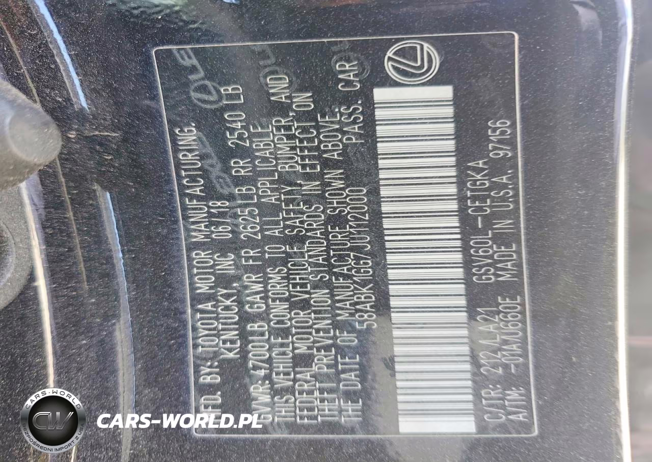 2018 Lexus Es 350 VIN:58ABK1GG7JU112000 - 12
