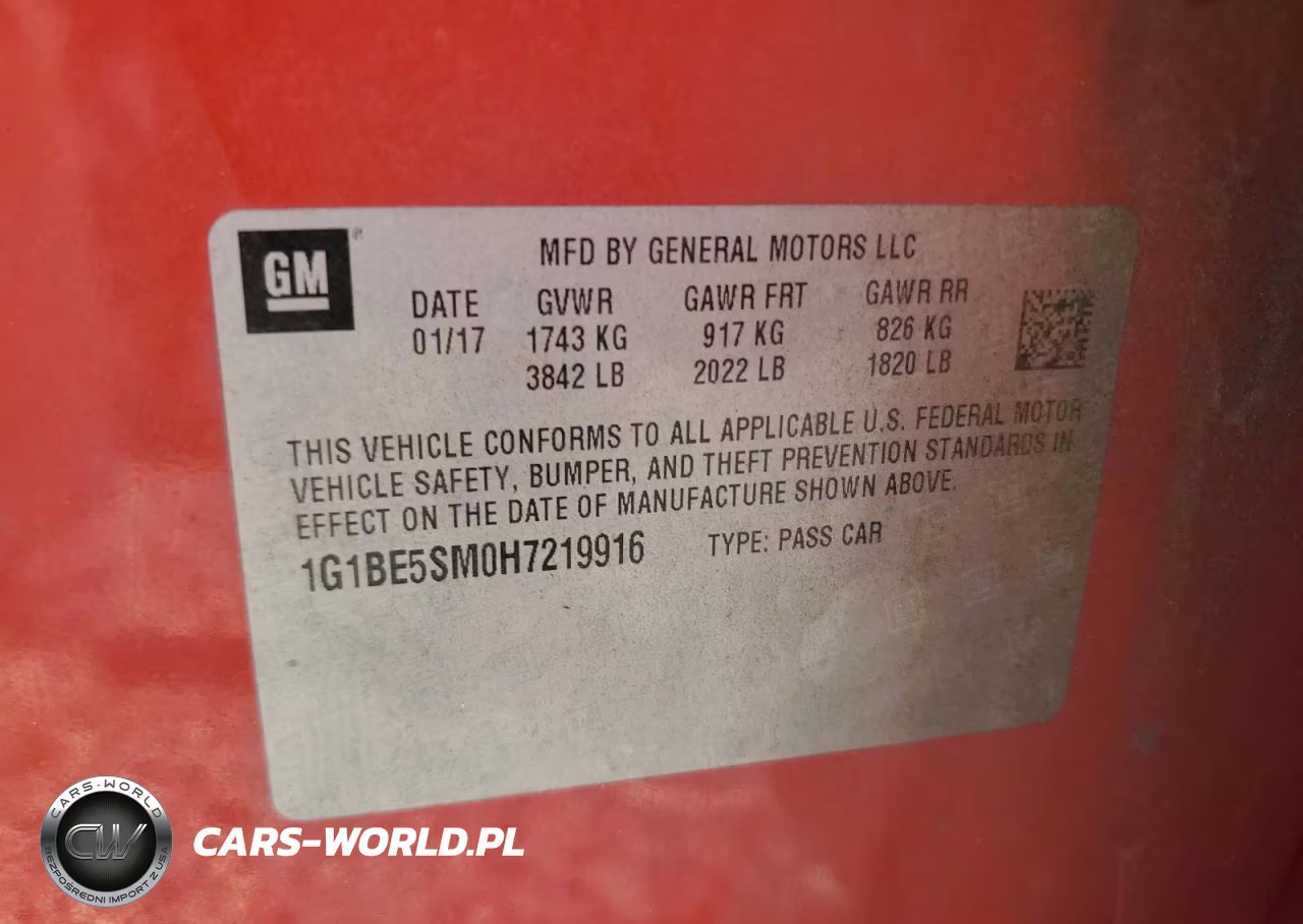 2017 Chevrolet Cruze Lt VIN:1G1BE5SM0H7219916 - 13