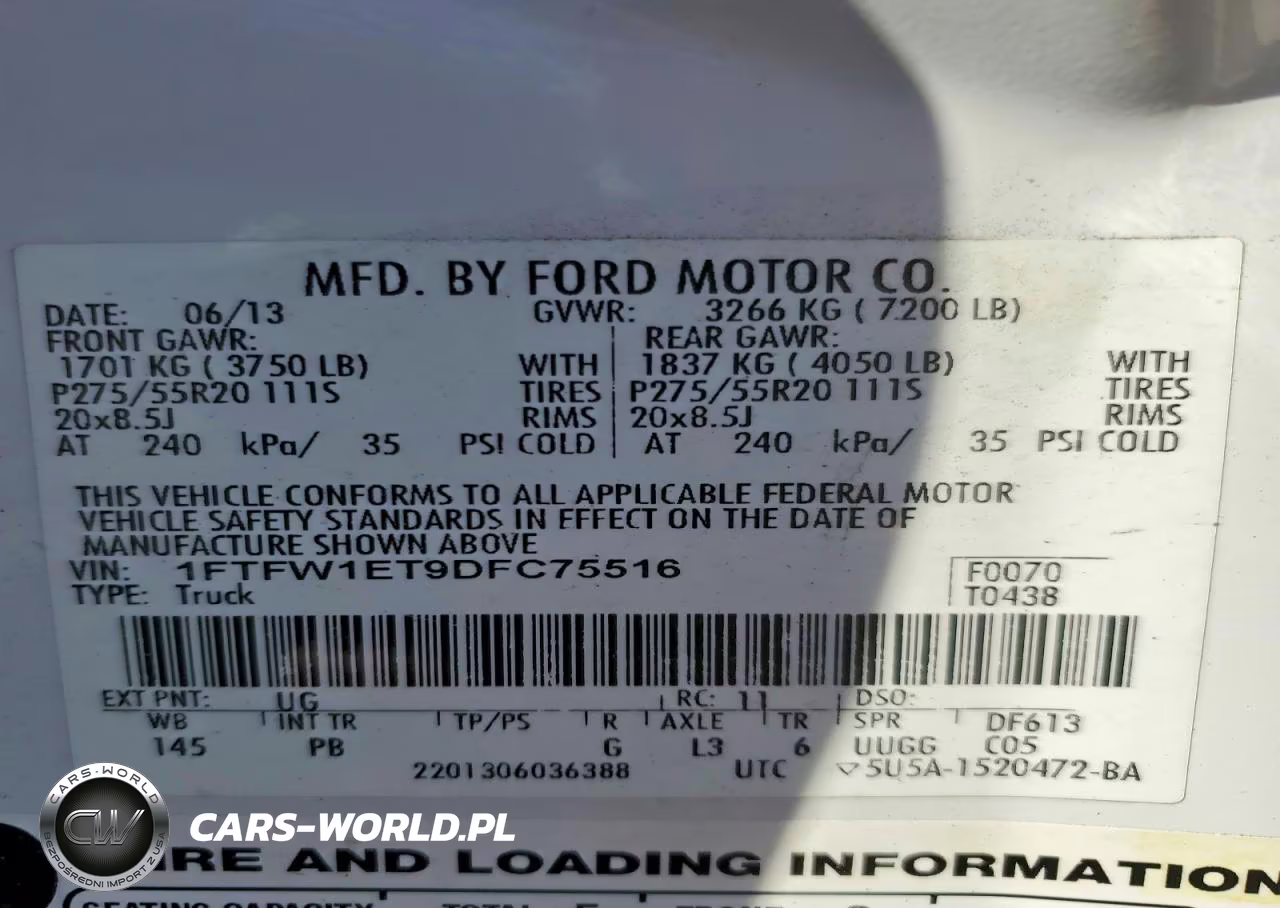 2013 Ford F150 Supercrew VIN:1FTFW1ET9DFC75516 - 12