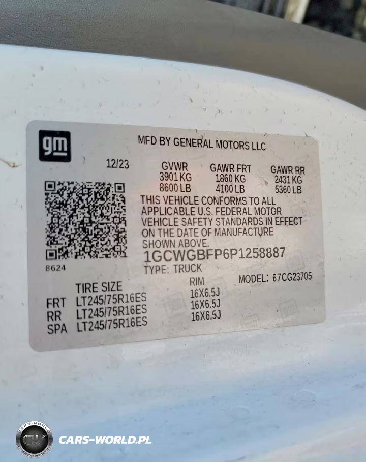 2023 Chevrolet Express 2500 Cargo Delivery Van VIN:1GCWGBFP6P1258887 - 13