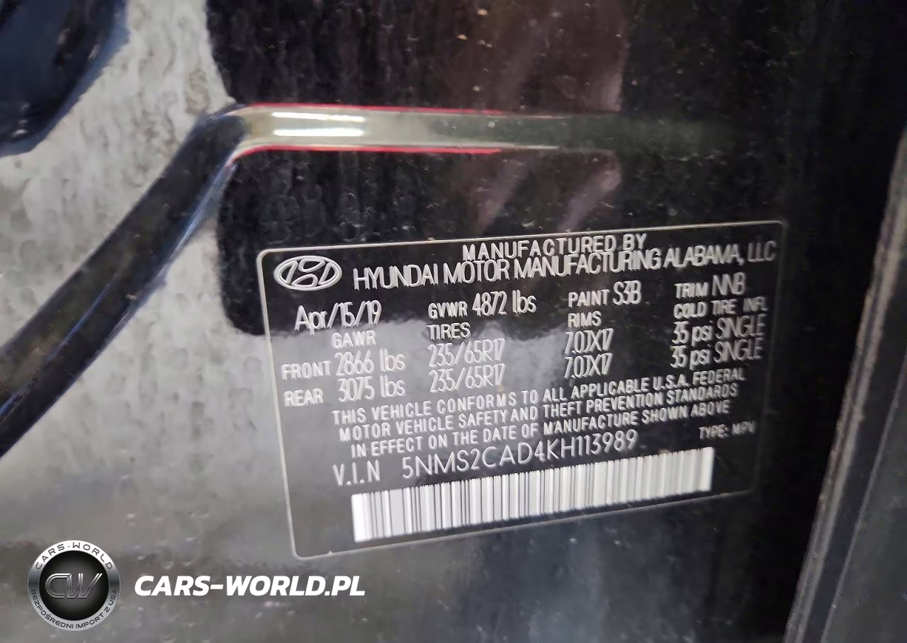 2019 Hyundai Santa Fe Se VIN:5NMS2CAD4KH113989 - 13