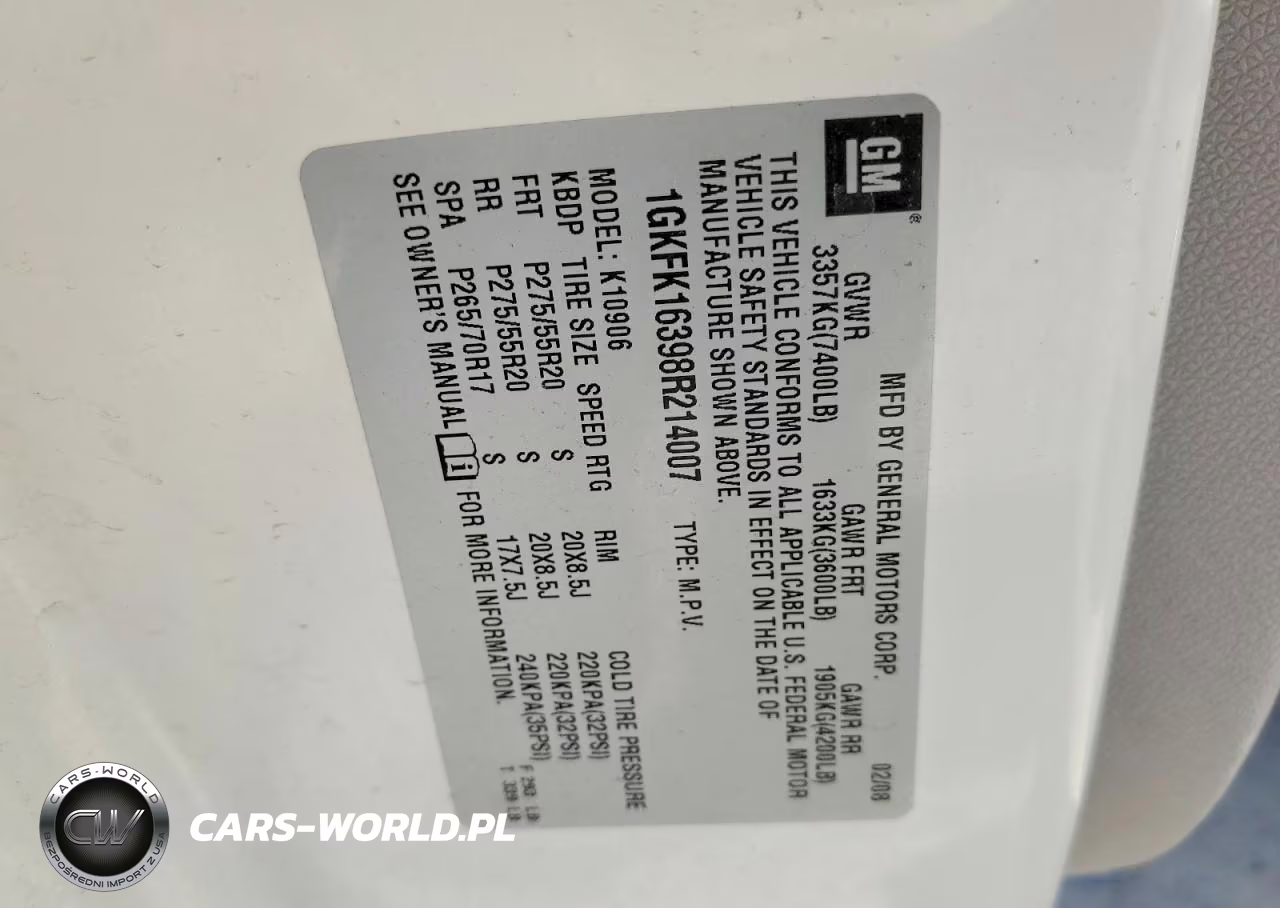 2008 GMC Yukon Xl K1500 VIN:1GKFK16398R214007 - 13