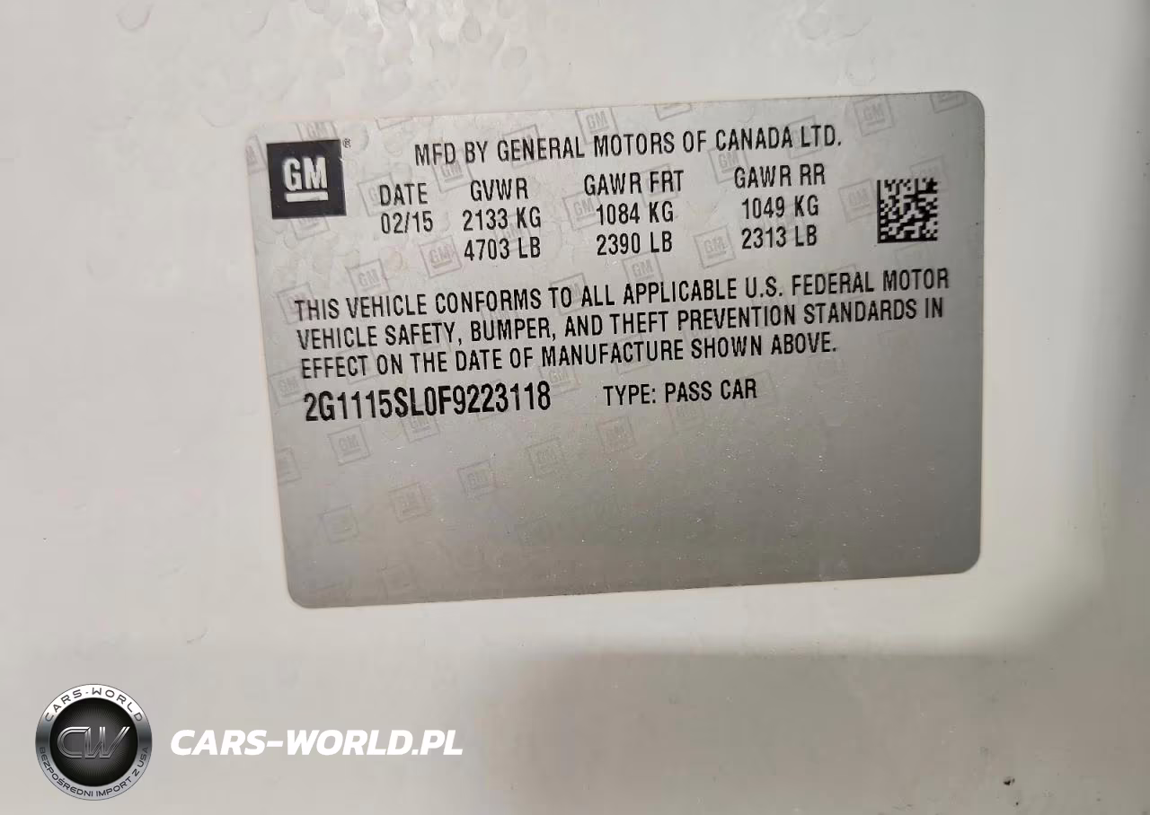 2015 Chevrolet Impala Lt VIN:2G1115SL0F9223118 - 13
