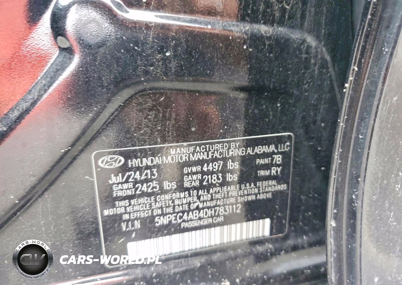 2013 Hyundai Sonata Se 2.0T VIN:5NPEC4AB4DH783112 - 12
