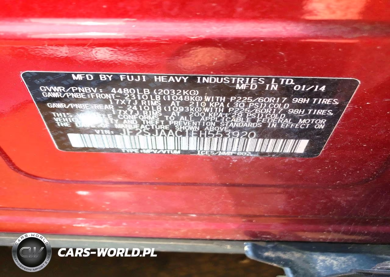 2014 Subaru Forester 2.5I VIN:JF2SJAAC1EH553920 - 12