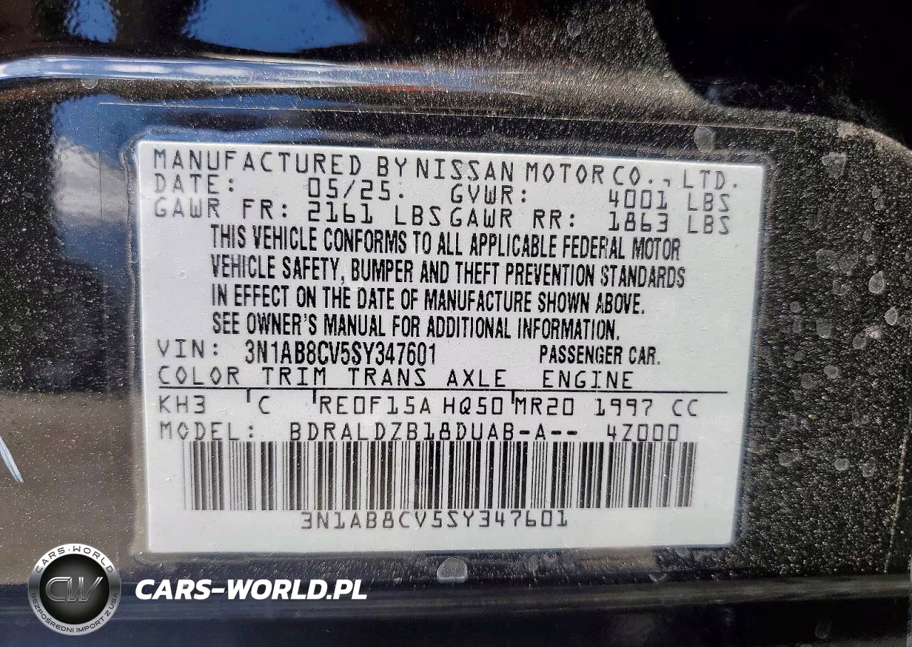 2025 Nissan Sentra Sv VIN:3N1AB8CV5SY347601 - 12