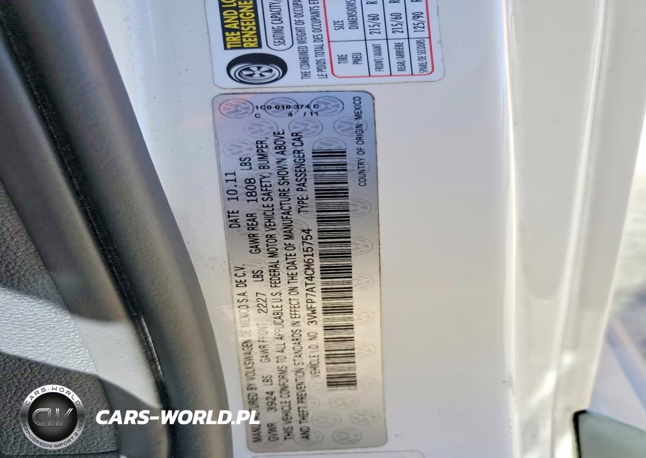 2012 Volkswagen Beetle VIN:3VWFP7AT4CM615754 - 12