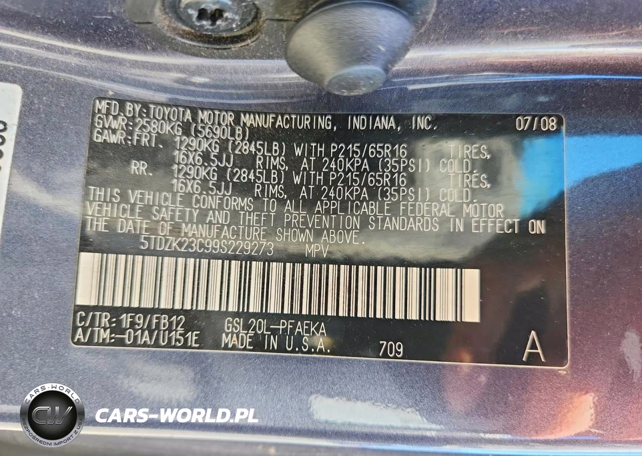 2009 Toyota Sienna Ce 7-Passenger VIN:5TDZK23C99S229273 - 14