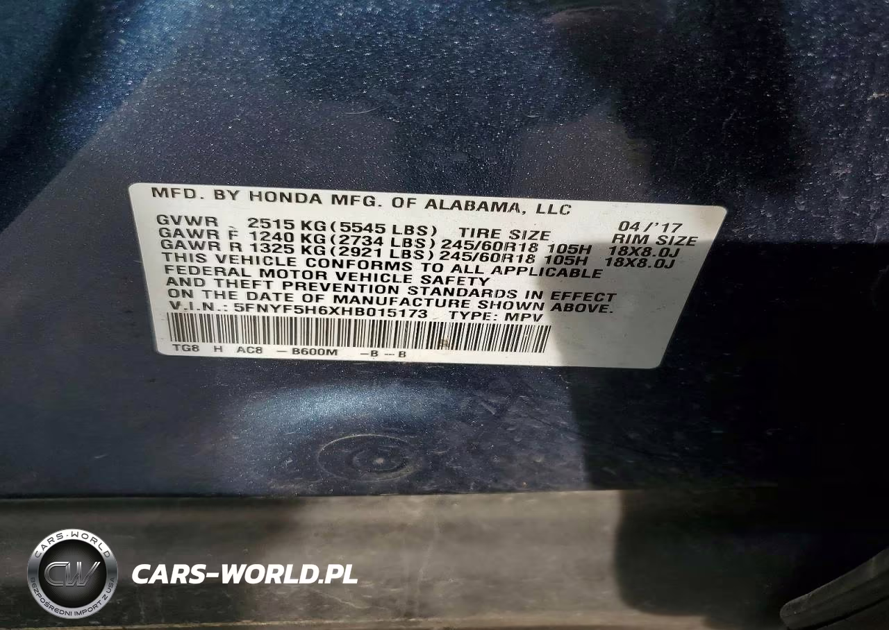 2017 Honda Pilot Exl VIN:5FNYF5H6XHB015173 - 14