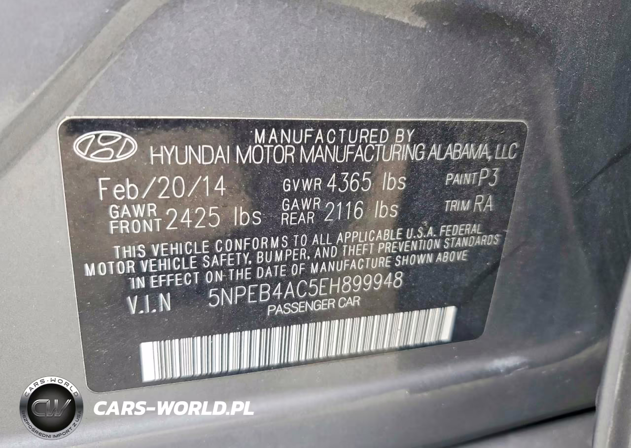 2014 Hyundai Sonata Gls VIN:5NPEB4AC5EH899948 - 12