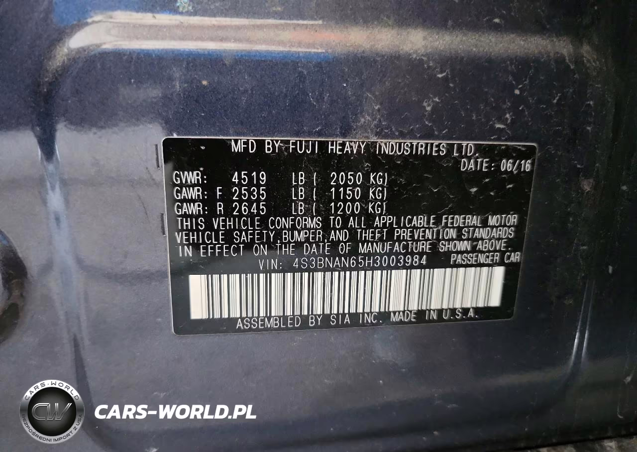 2017 Subaru Legacy 2.5I Limited VIN:4S3BNAN65H3003984 - 12