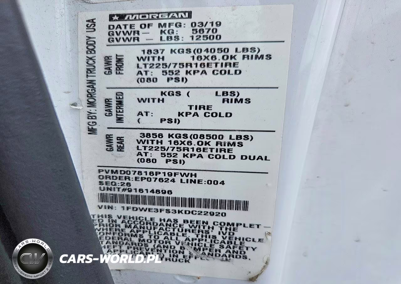 2019 Ford E350 Box Truck VIN:1FDWE3FS3KDC22920 - 13