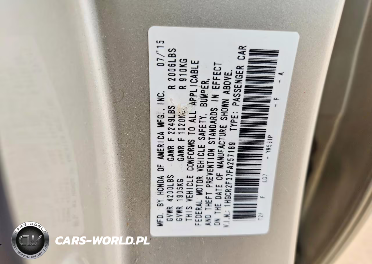 2015 Honda Accord Lx VIN:1HGCR2F37FA257189 - 12