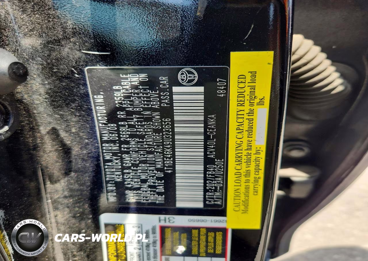 2009 Toyota Camry Le VIN:4T1BE46K49U323656 - 12