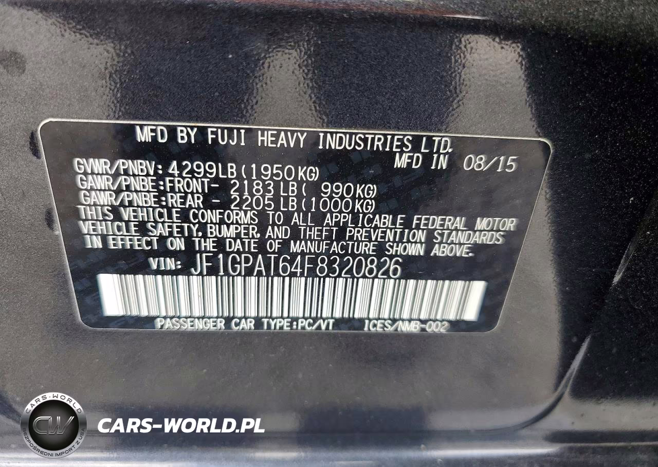 2015 Subaru Impreza Sport VIN:JF1GPAT64F8320826 - 13