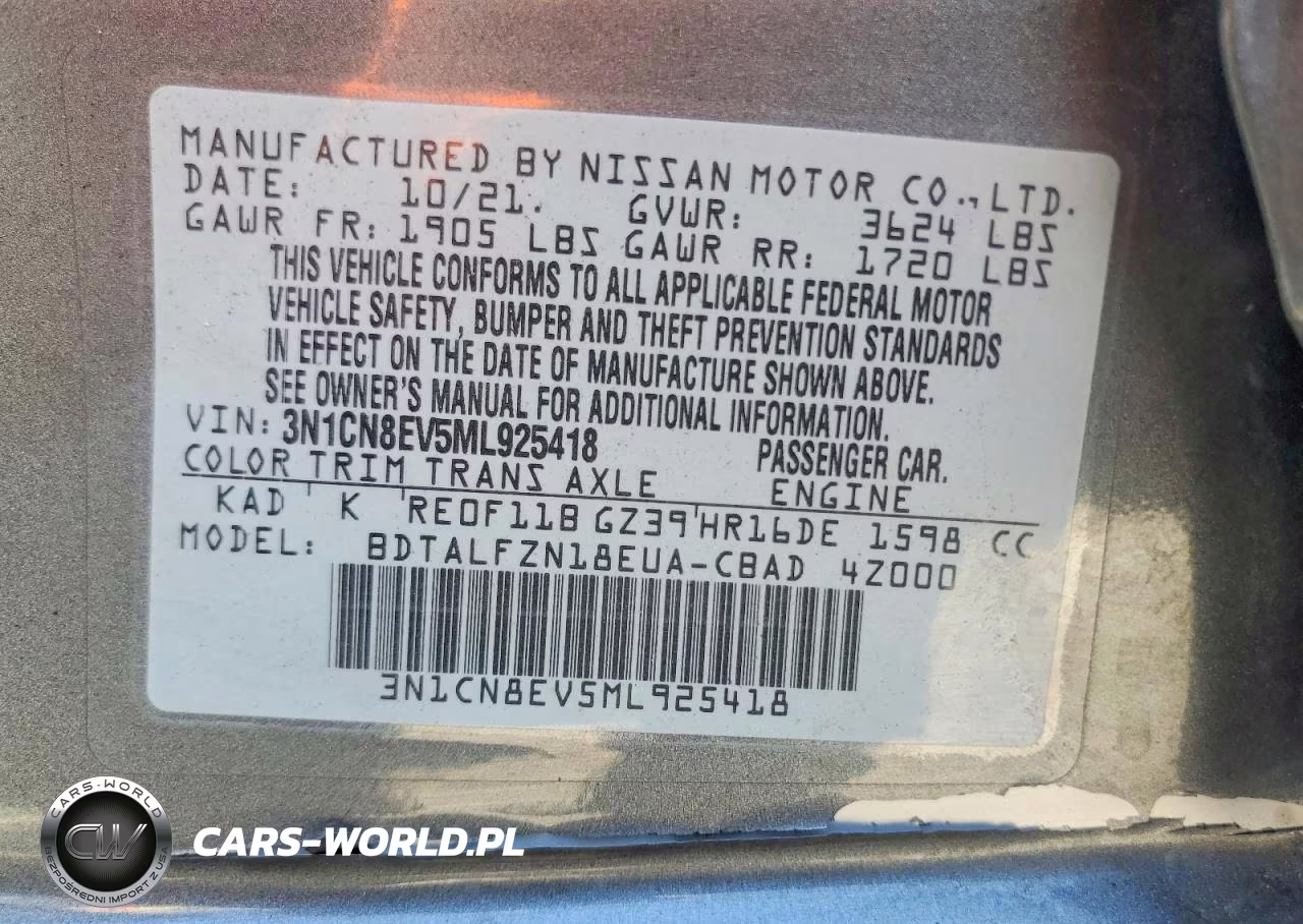 2021 Nissan Versa Sv VIN:3N1CN8EV5ML925418 - 13