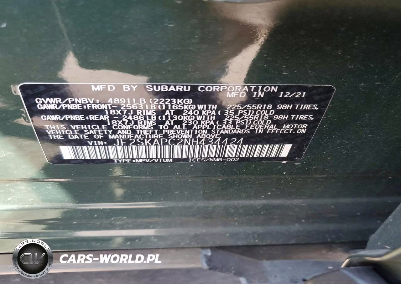 2022 Subaru Forester Limited VIN:JF2SKAPC2NH434424 - 13