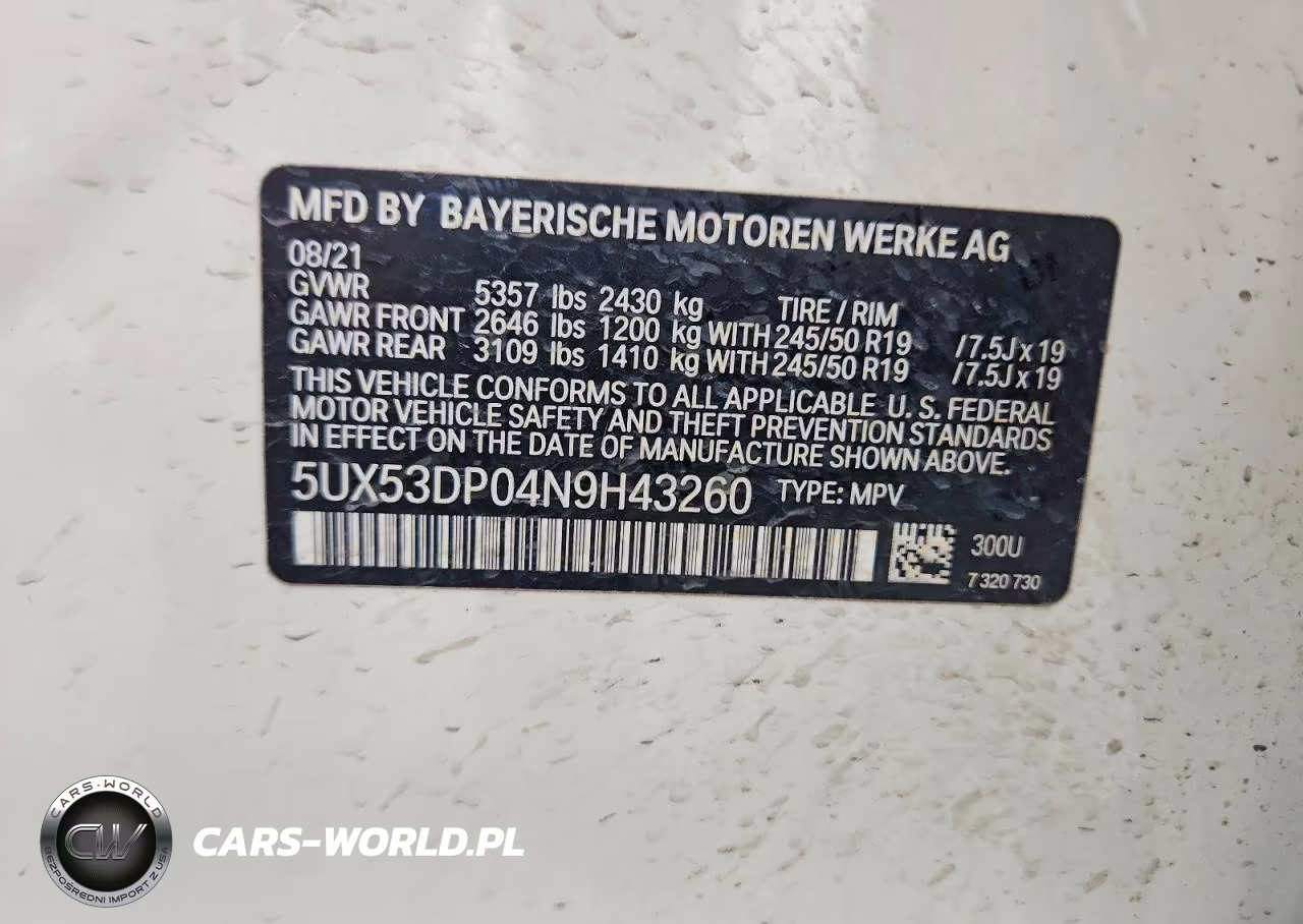 2022 BMW X3 xDrive30I VIN:5UX53DP04N9H43260 - 12
