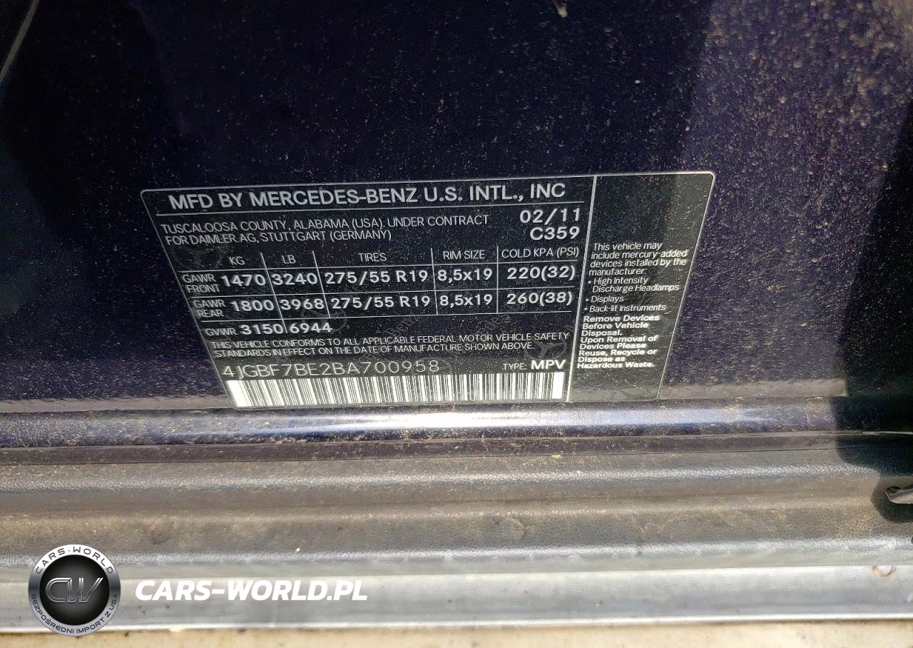 2011 Mercedes-Benz Gl 450 4Matic VIN:4JGBF7BE2BA700958 - 13