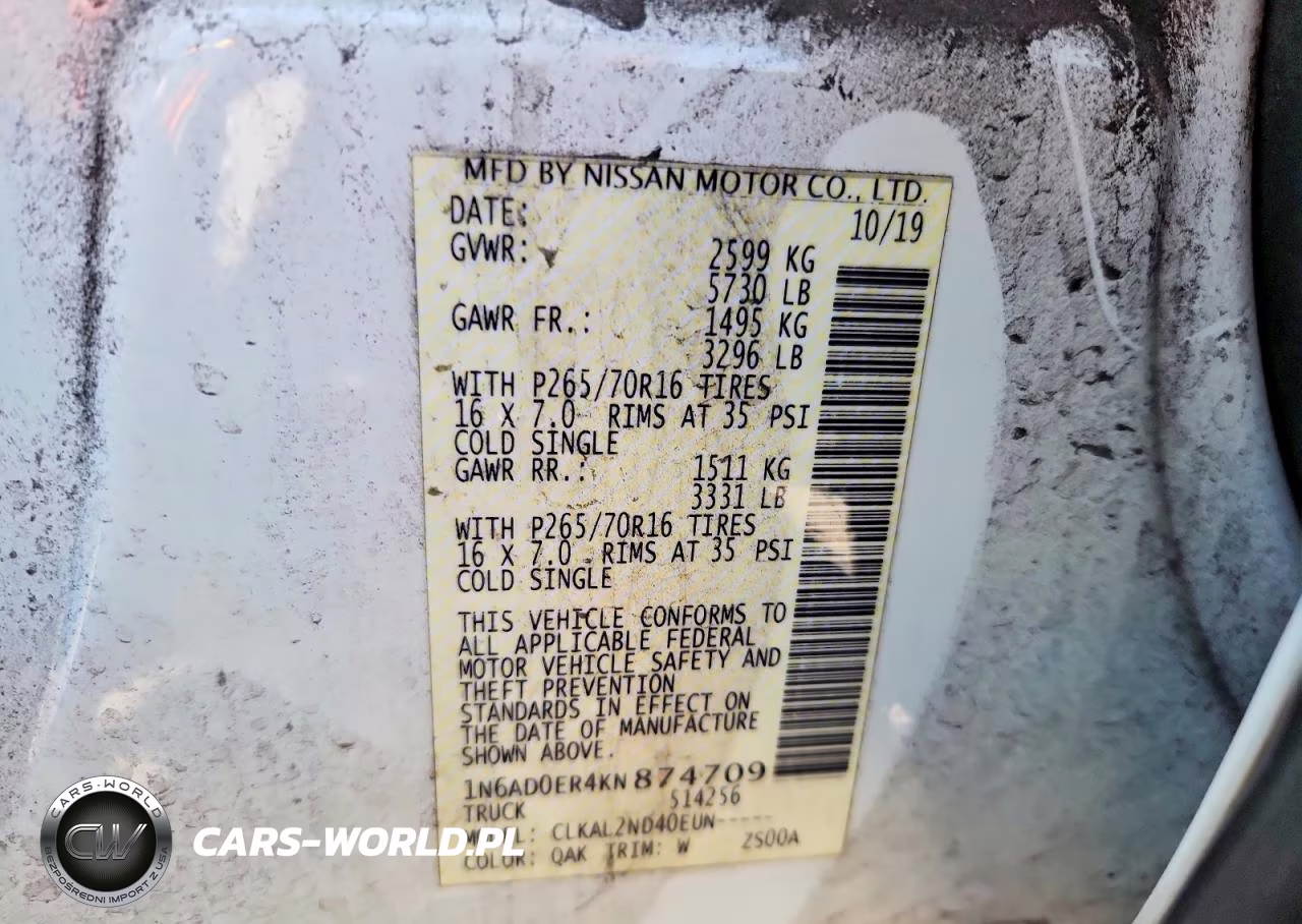 2019 Nissan Frontier Sv VIN:1N6AD0ER4KN874709 - 12