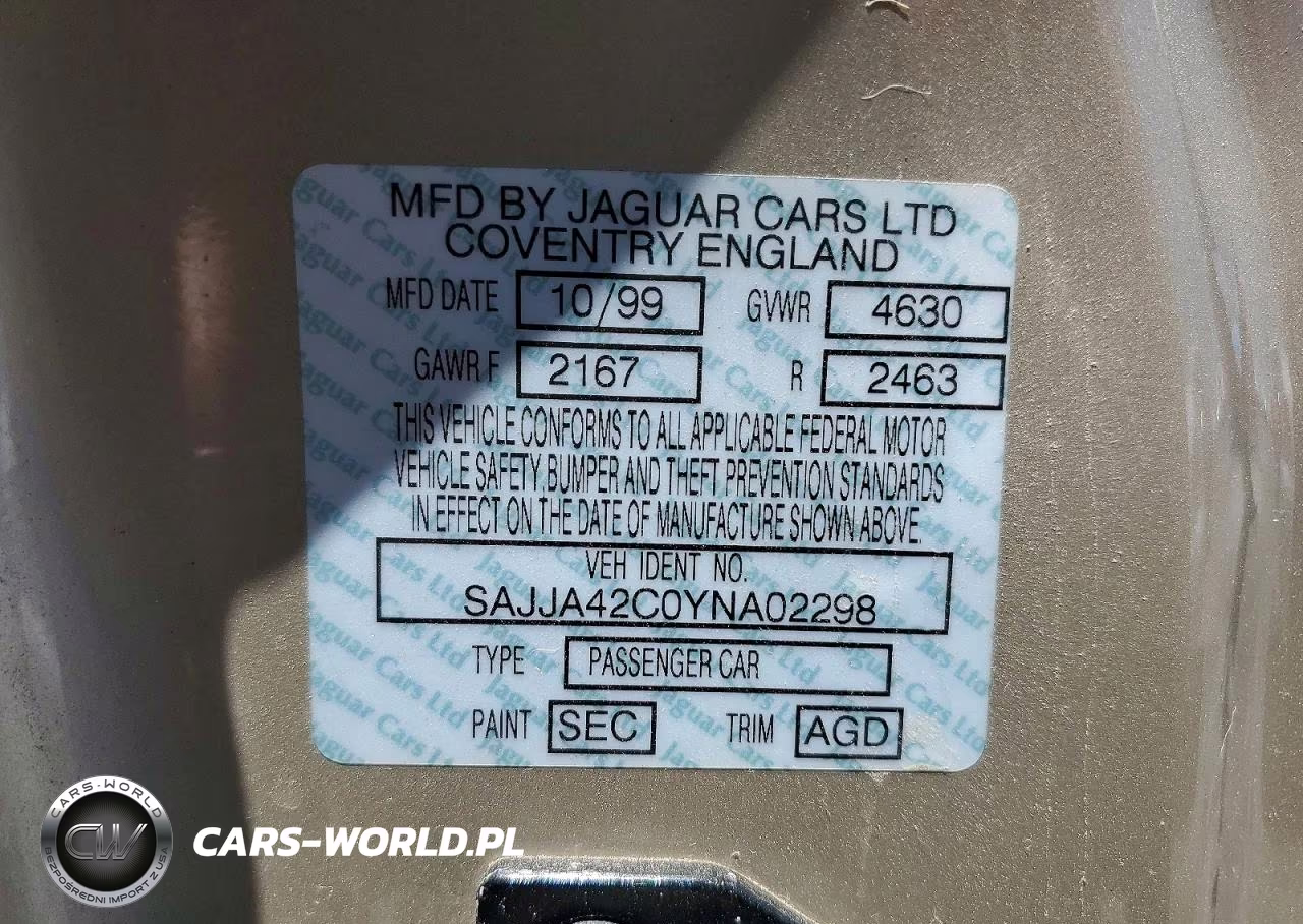 2000 Jaguar Xk8 VIN:SAJJA42C0YNA02298 - 12