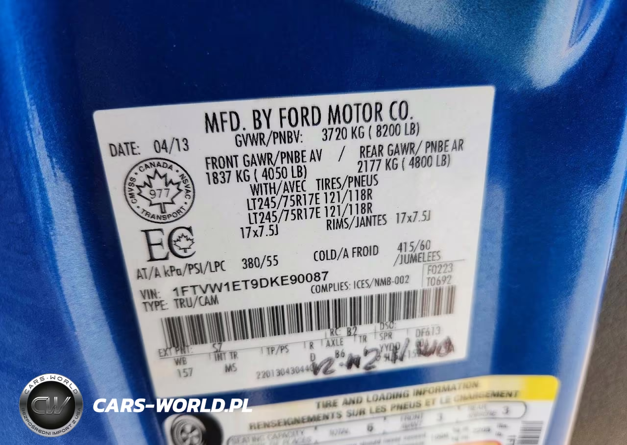 2013 Ford F150 Supercrew VIN:1FTVW1ET9DKE90087 - 12