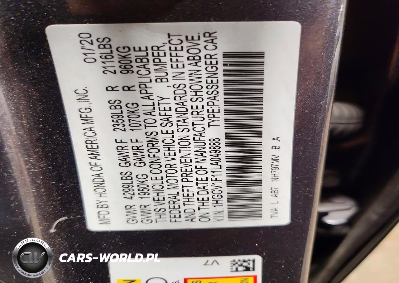 2020 Honda Accord Lx VIN:1HGCV1F11LA049888 - 13
