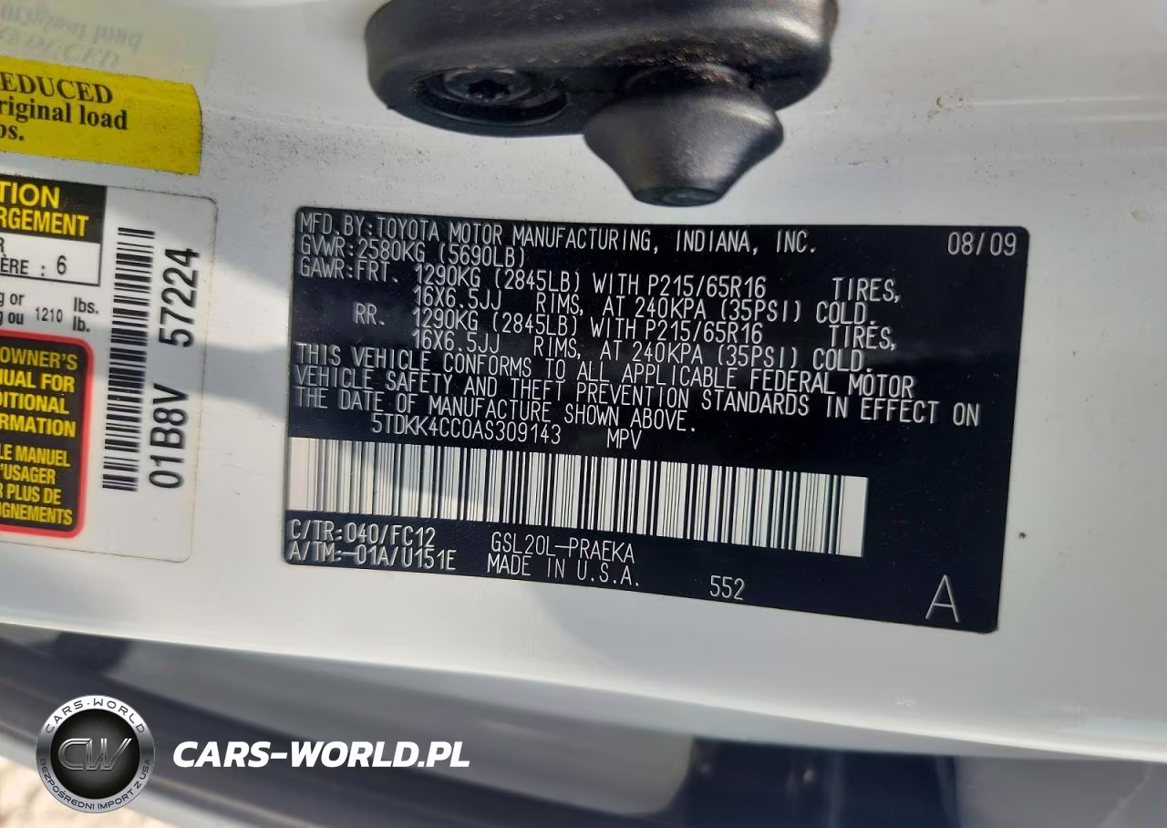 2010 Toyota Sienna Le 8-Passenger VIN:5TDKK4CC0AS309143 - 13