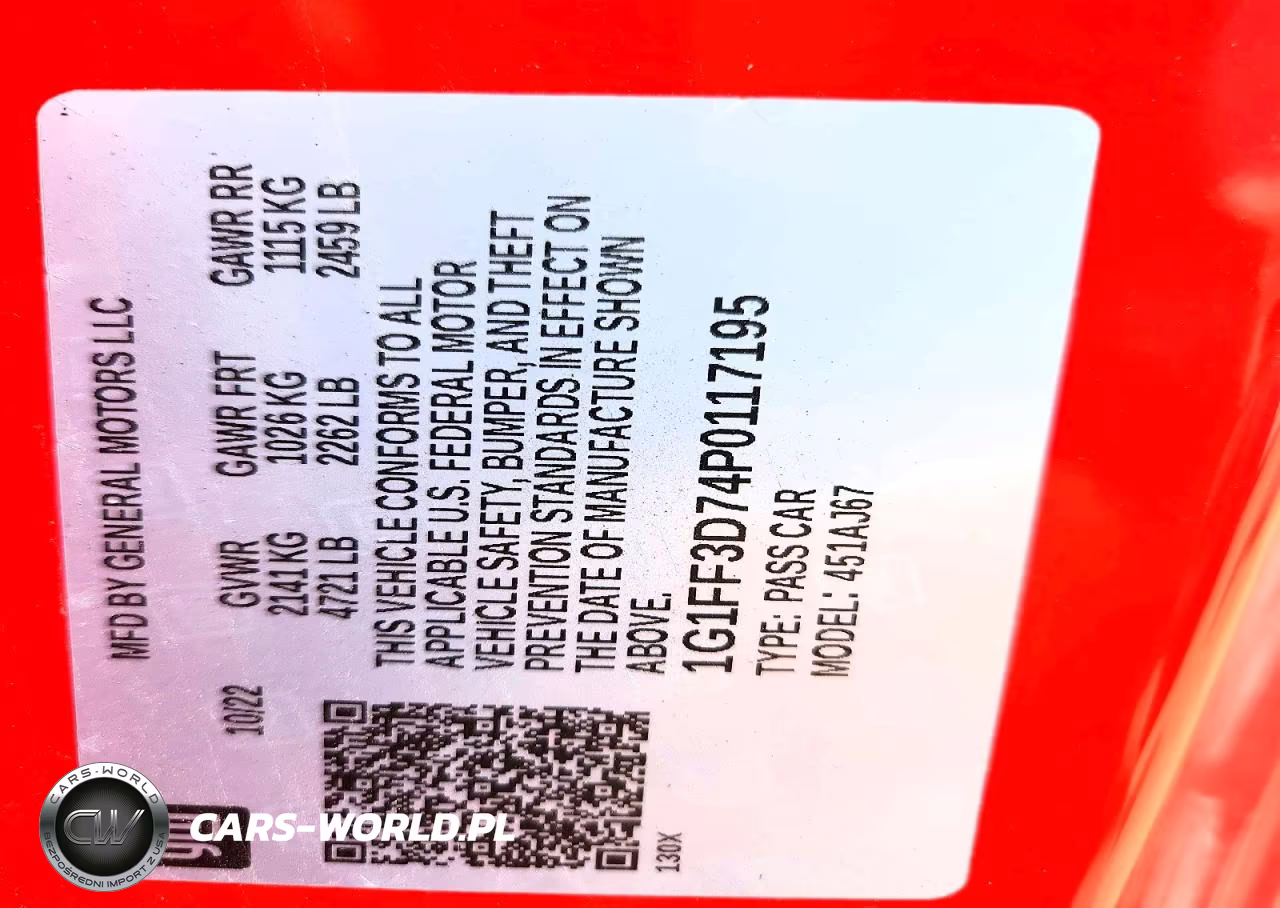 2023 Chevrolet Camaro Lt1 VIN:1G1FF3D74P0117195 - 12
