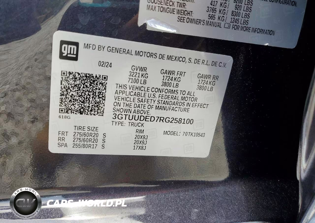 2024 GMC Sierra K1500 Slt VIN:3GTUUDED7RG258100 - 12