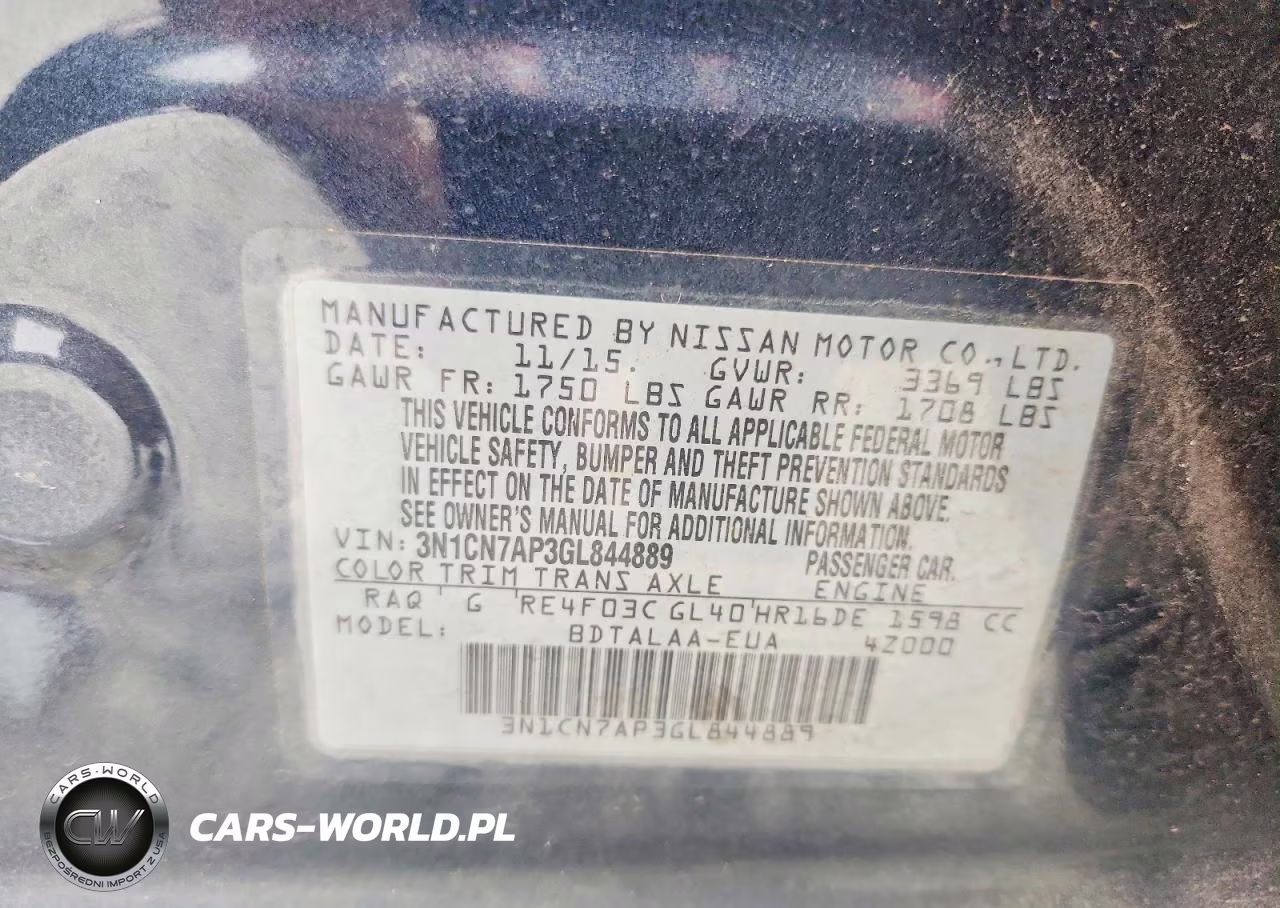 2016 Nissan Versa 1.6 S VIN:3N1CN7AP3GL844889 - 12