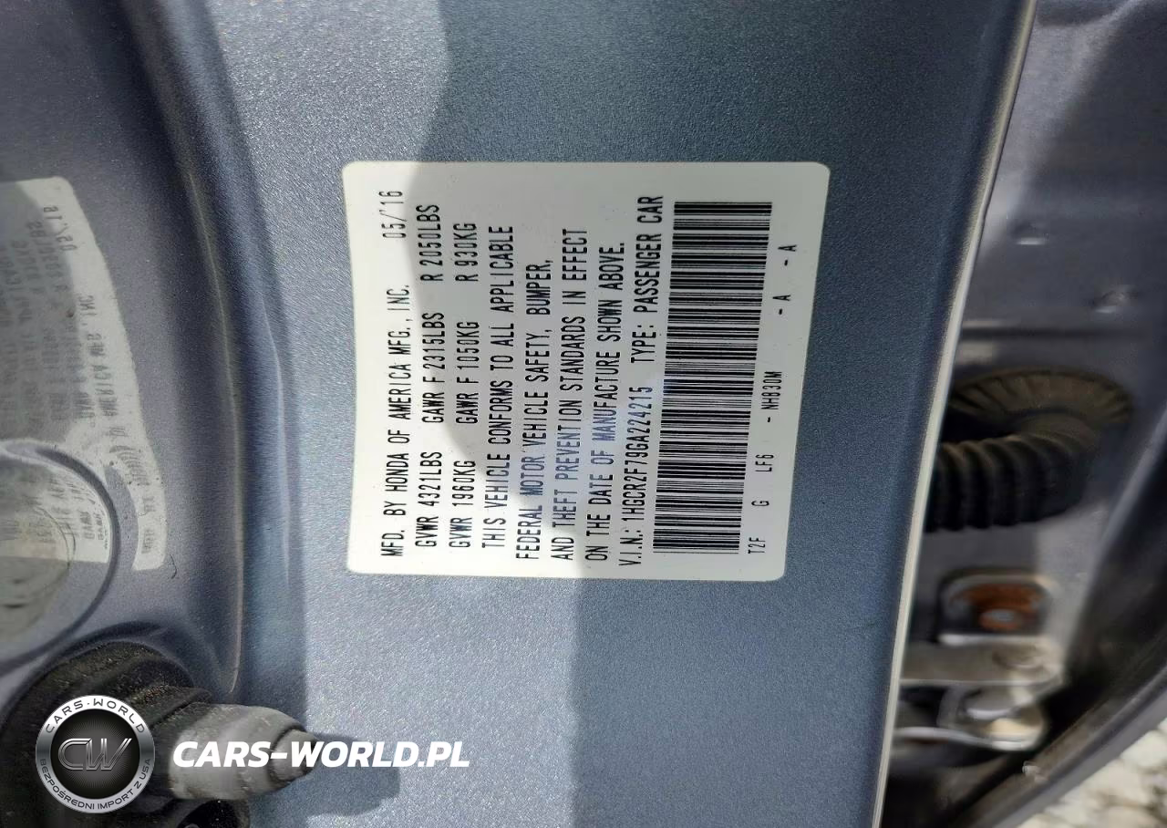 2016 Honda Accord Ex VIN:1HGCR2F79GA224215 - 12