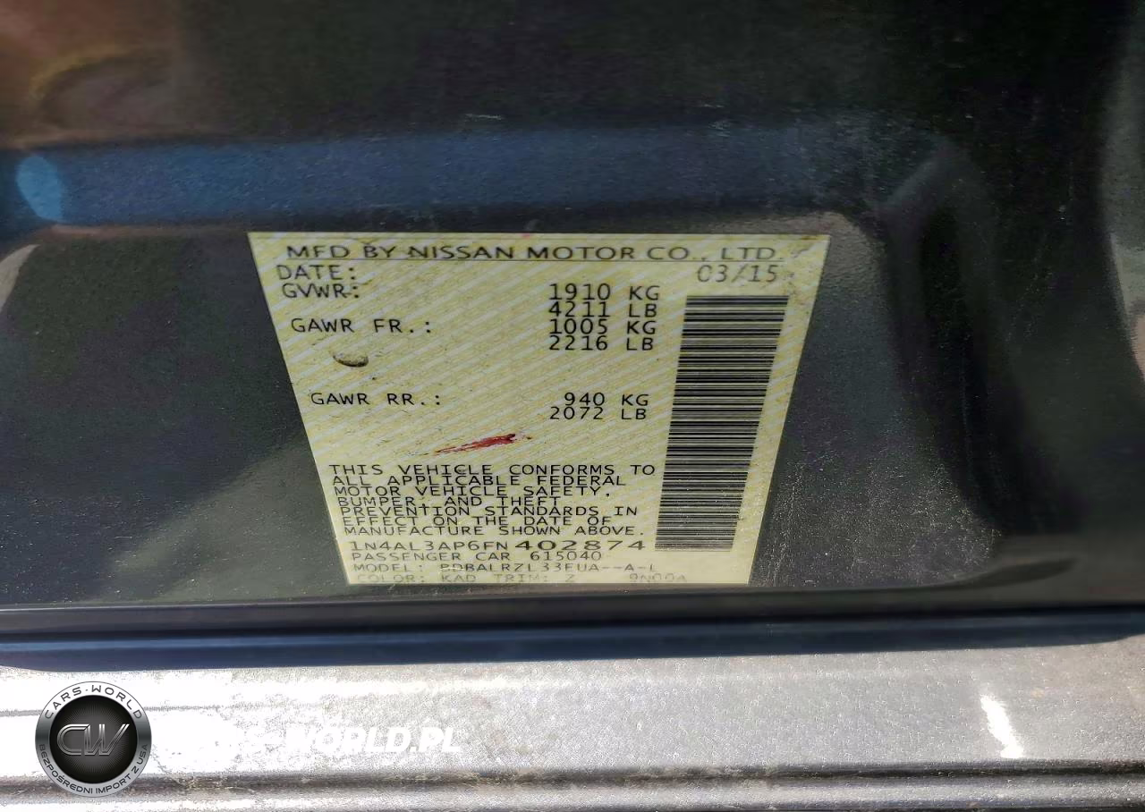 2015 Nissan Altima 2.5 Sl VIN:1N4AL3AP6FN402874 - 12