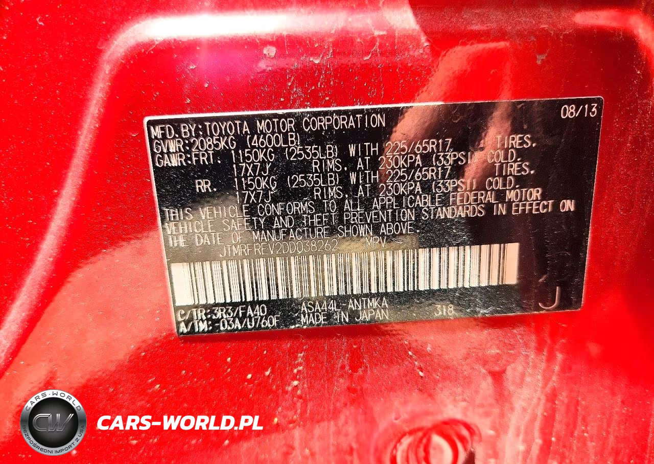 2013 Toyota Rav4 Xle VIN:JTMRFREV2DD038262 - 13