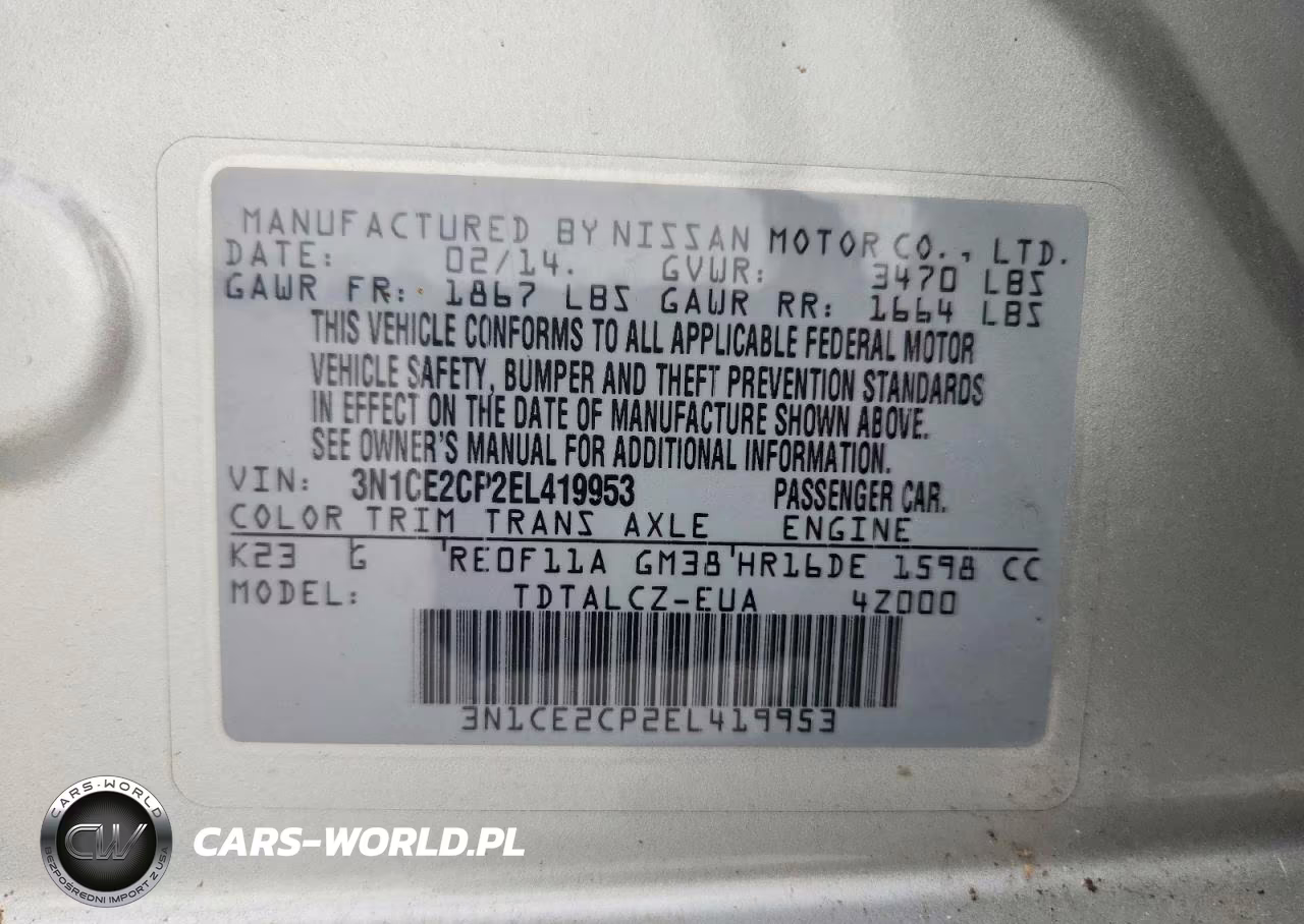 2014 Nissan Versa Note S Plus VIN:3N1CE2CP2EL419953 - 12