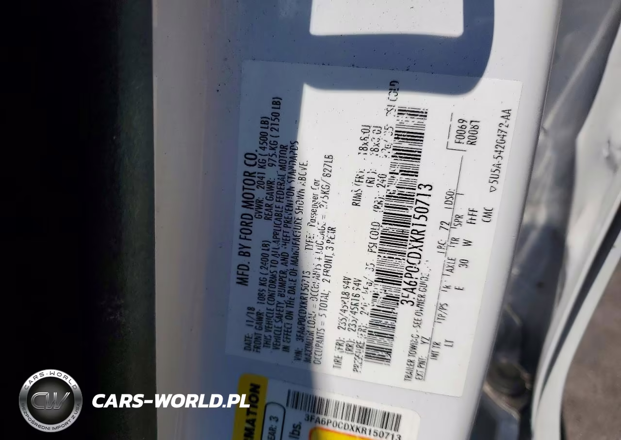 2019 Ford Fusion Sel VIN:3FA6P0CDXKR150713 - 12