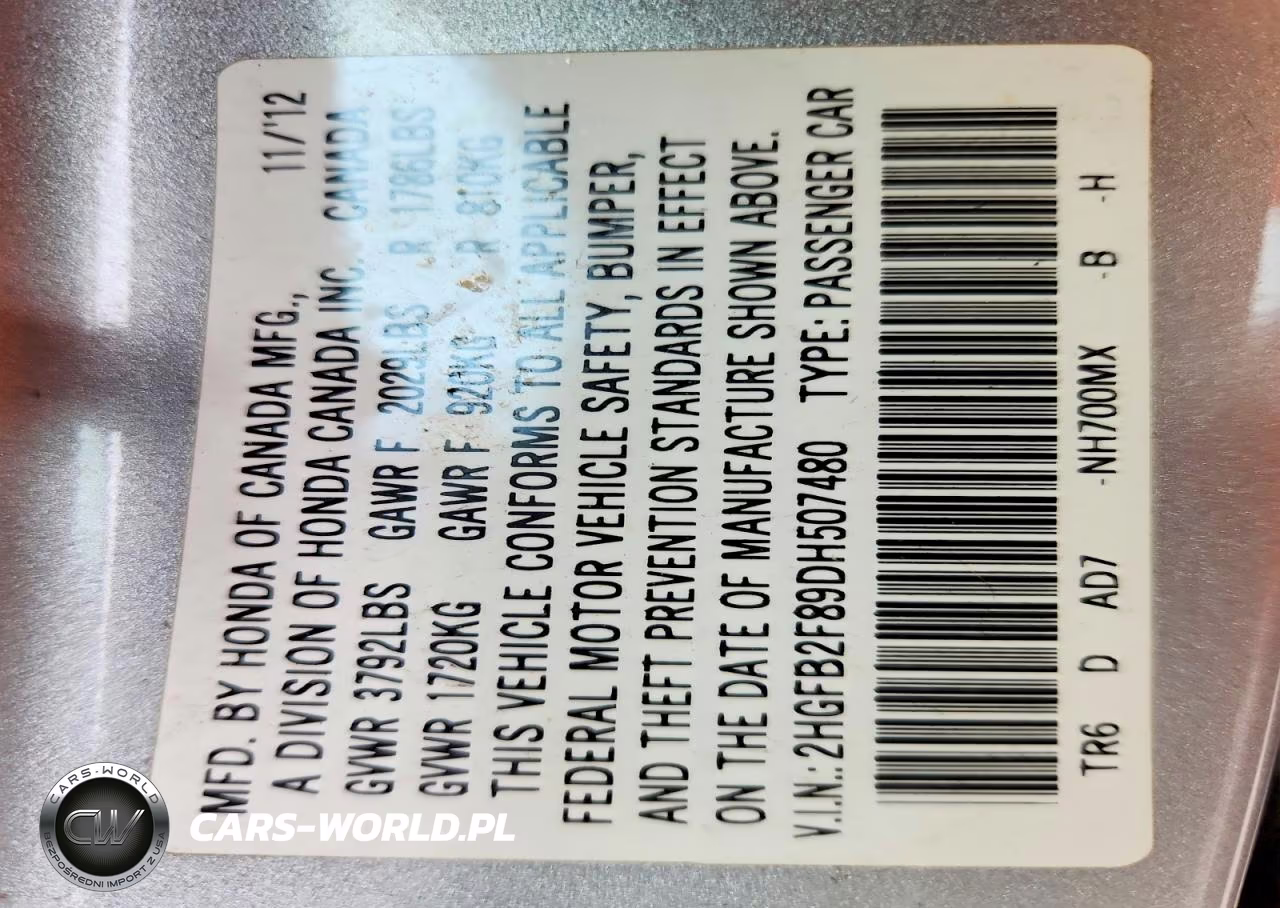 2013 Honda Civic Ex VIN:2HGFB2F89DH507480 - 12
