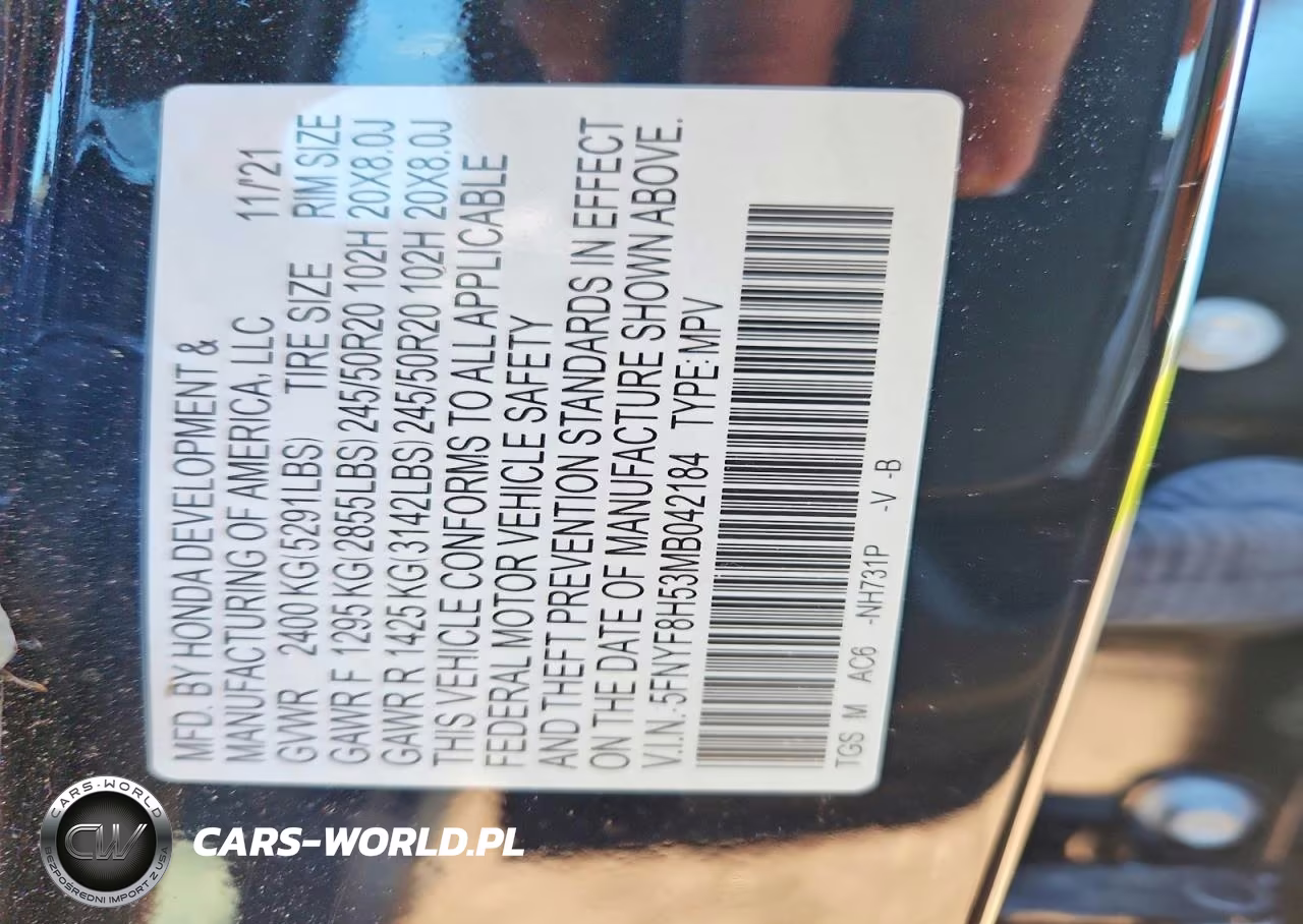 2021 Honda Passport Exl VIN:5FNYF8H53MB042184 - 12