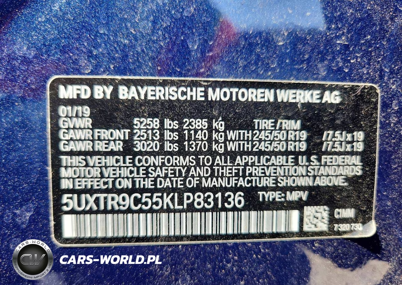 2019 BMW X3 xDrive30I VIN:5UXTR9C55KLP83136 - 13