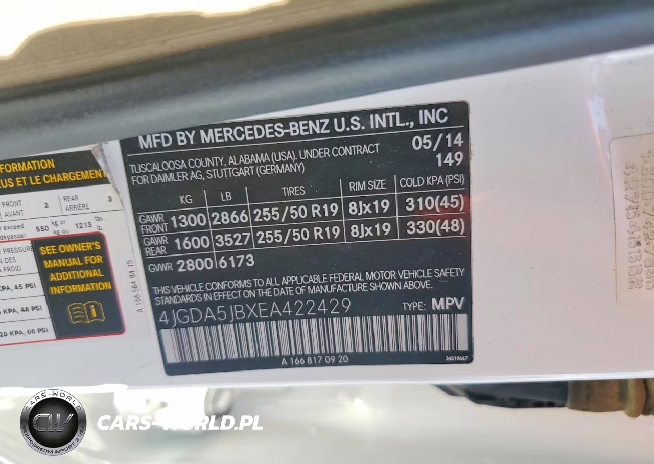 2014 Mercedes-Benz Ml 350 VIN:4JGDA5JBXEA422429 - 14