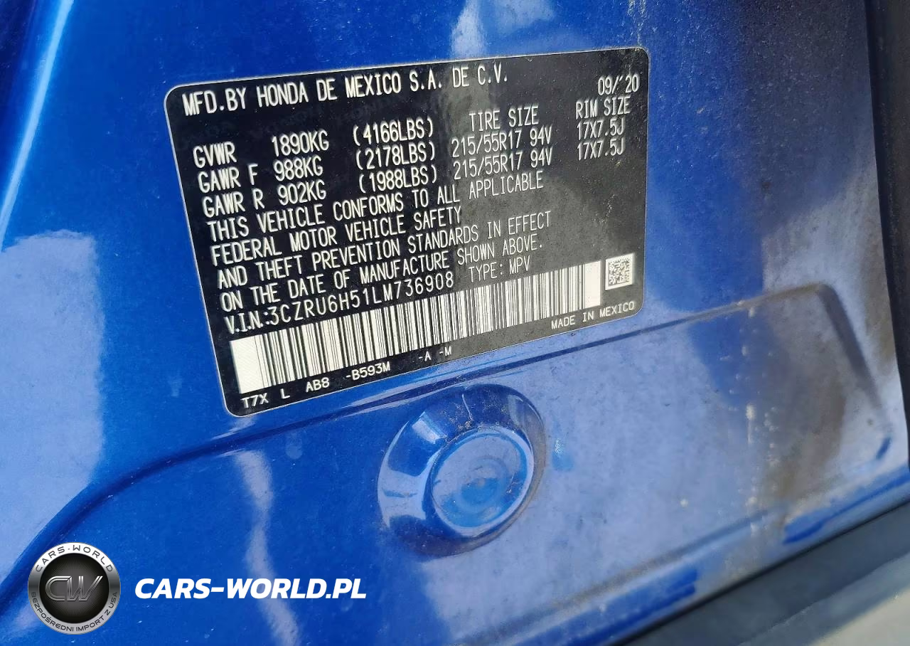 2020 Honda Hr-V Ex VIN:3CZRU6H51LM736908 - 13