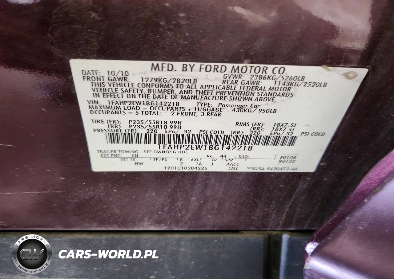 2011 Ford Taurus Sel VIN:1FAHP2EW1BG142218 - 13